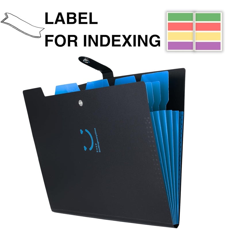 sps 5 Pocket Expanding File Folder Smile Design - Fits A4 & Letter Size Document Organizer, Accordion File Folders, File Holder for Office, School & Home Use - Blue - Image 5