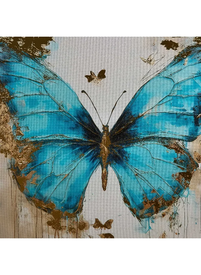 Home Box Fossel Butterfly Framed Canvas with Foil Surface - 60x60x2.5 cm