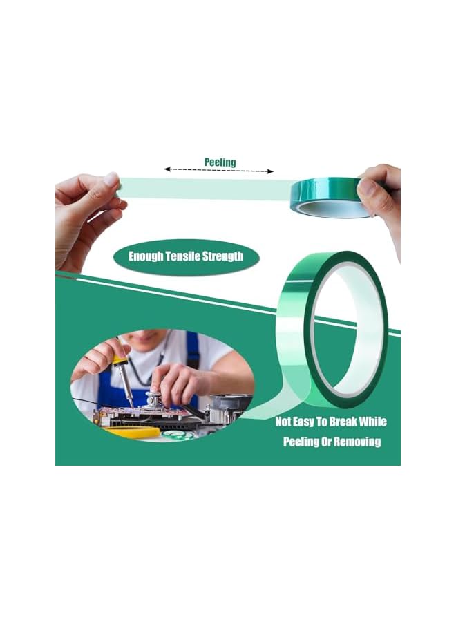 promass 2 Rolls 20mm x33m(108ft) Green Heat Tape High Temperature Heat Resistant Tape Heat Transfer Tape for Heat Sublimation Press,No Residue - Image 2