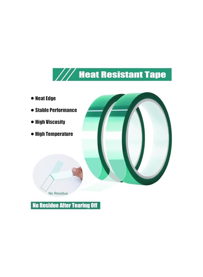 promass 2 Rolls 20mm x33m(108ft) Green Heat Tape High Temperature Heat Resistant Tape Heat Transfer Tape for Heat Sublimation Press,No Residue - Image 5
