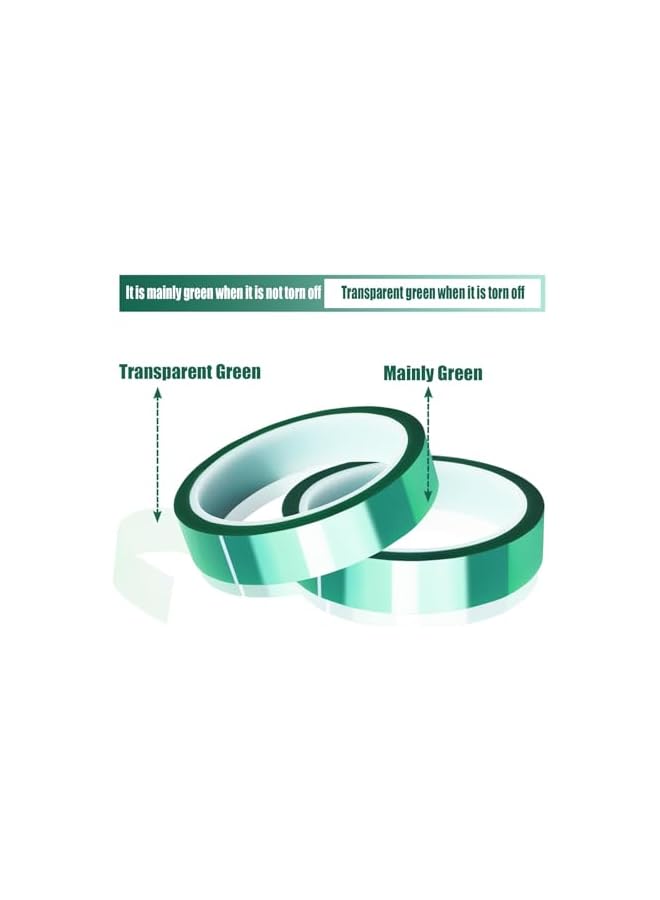 promass 2 Rolls 20mm x33m(108ft) Green Heat Tape High Temperature Heat Resistant Tape Heat Transfer Tape for Heat Sublimation Press,No Residue - Image 3