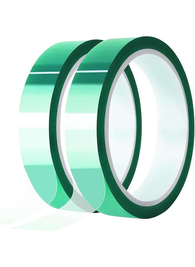 promass 2 Rolls 20mm x33m(108ft) Green Heat Tape High Temperature Heat Resistant Tape Heat Transfer Tape for Heat Sublimation Press,No Residue - Image 1