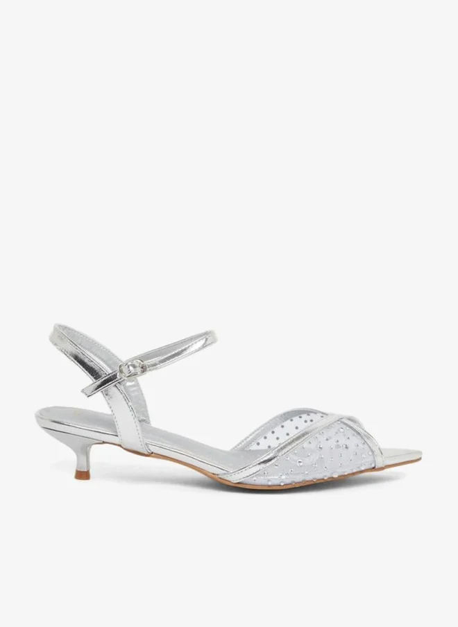 Styli Embellished Vamp Low Heel Sandals