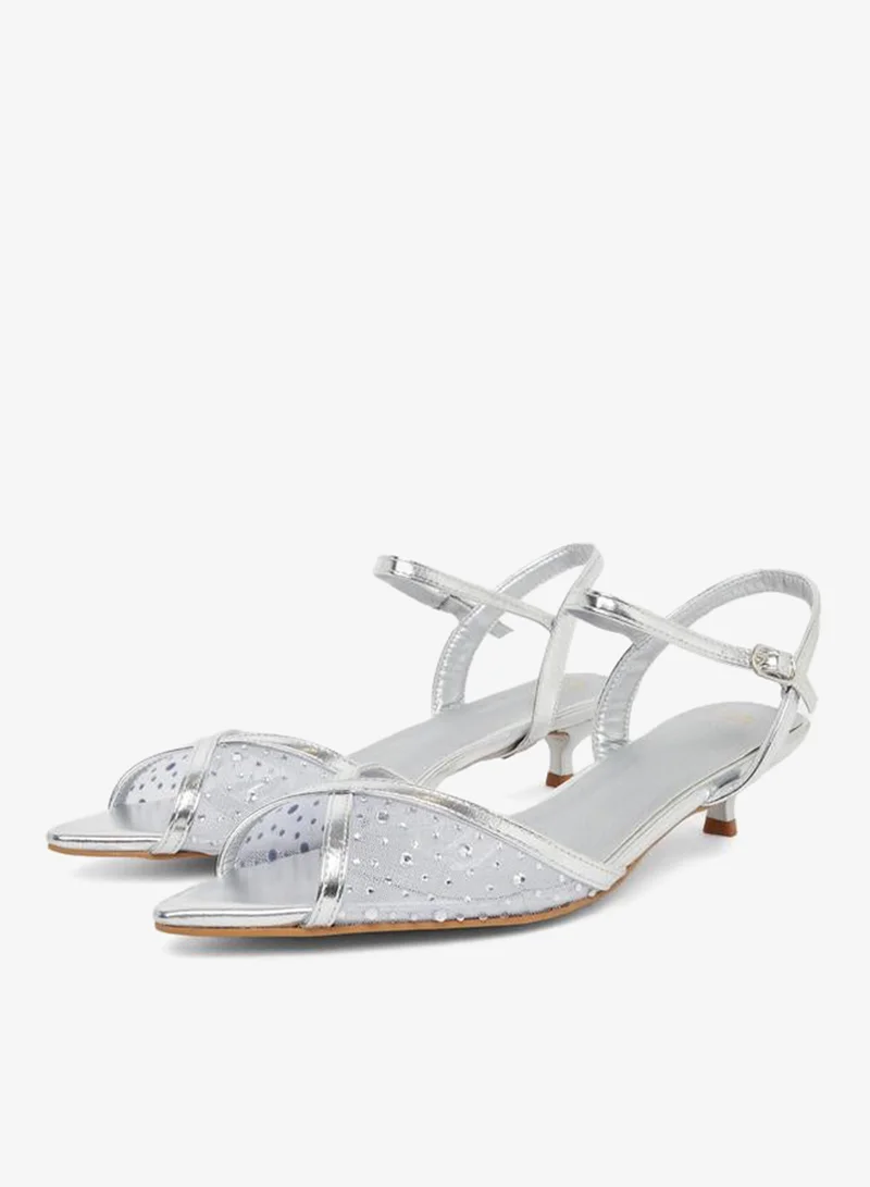 Styli Embellished Vamp Low Heel Sandals