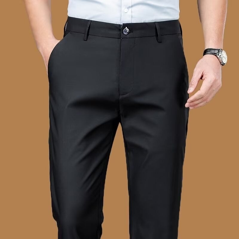Men'S Business Casual Trousers Summer Drapey Black Trousers New Formal Trousers Thin High-End Suit Trousers - Image 1