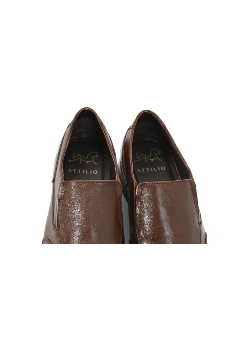 ATTILIO Men's Robert Woo 13 Oxford Derby Loafer Slip On Comfort Tan Brown Leather Work Office Formal Occasion Party Casual Wear Italian Design Anti Skid Padded Insole Trendy Fashion Premium Shoes