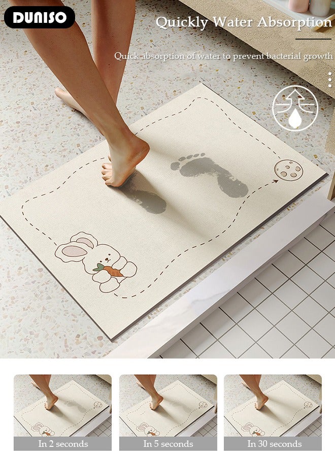 DUNISO Diatom Mud Bath Mat, Absorbent Bath Mat, Non Skid and Quick Dry Comfort Bath Mat, Rubber Backed for Bathroom Kitchen Shower, Easier Clean Carpet - Image 2