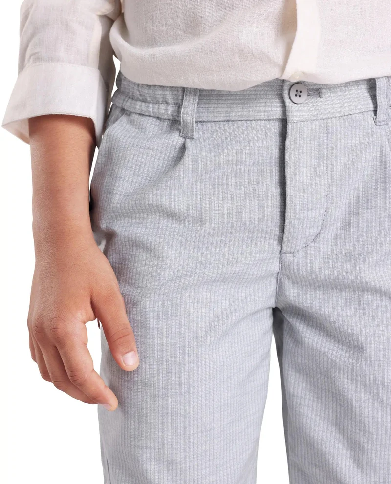 Rare Ones Rare Ones Kids Jin Light Green Polyester Striped Button & Zip Closure Regular Fit Trouser