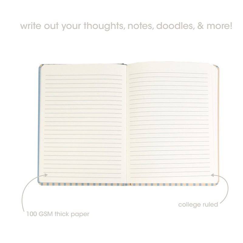 Pearhead Hardcover Journal Notebook 6x8 â€“ Cream & Blue Stripe College-Ruled Writing Journal, 200 Lined Pages for Work, School & Journaling - Image 4