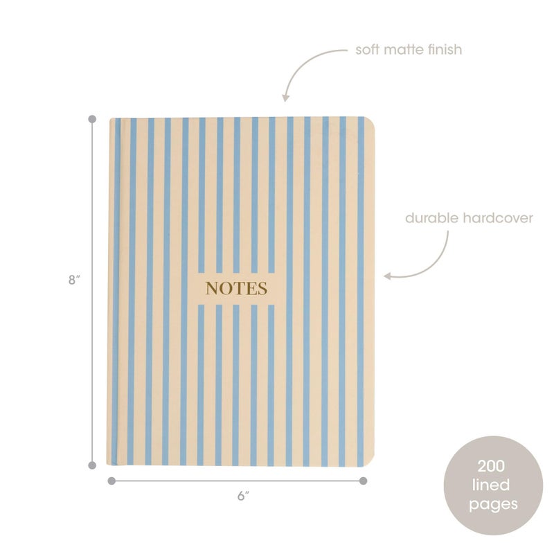 Pearhead Hardcover Journal Notebook 6x8 â€“ Cream & Blue Stripe College-Ruled Writing Journal, 200 Lined Pages for Work, School & Journaling - Image 2