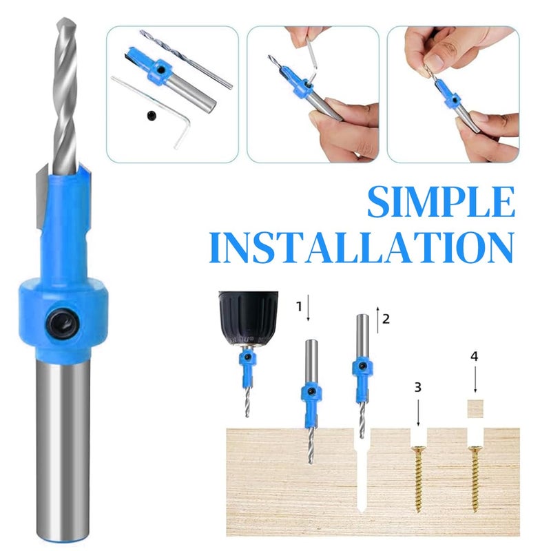 Serplex Manual Hole Punch Kit Heavy Duty Spring Loaded 10mm Size Maximum Thickness 1.2mm Tool for Wooden Edge Bands Plastic Sheets Paper with Drill Stop Collar 2 PCS - Image 2