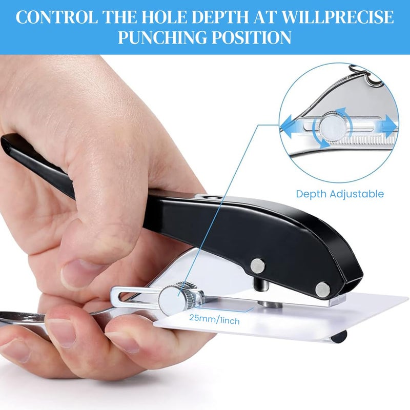 Serplex Manual Hole Punch Kit Heavy Duty Spring Loaded 10mm Size Maximum Thickness 1.2mm Tool for Wooden Edge Bands Plastic Sheets Paper with Drill Stop Collar 2 PCS - Image 5