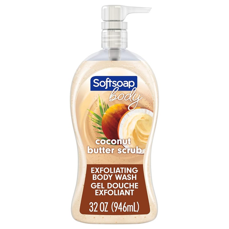 Softsoap Body Wash Pump Coconut Butter Scrub Exfoliating Body Wash 32 Ounce Pack of 1 WHITE Package May Vary