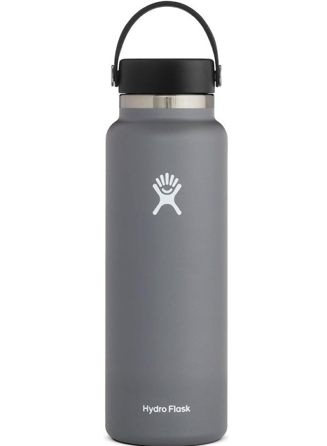 Hydro Flask Wide Mouth Stainless Steel Flask Bottle with Flex Cap – 1182ml (40oz) | TempShield Insulated, Leakproof & Durable Water Bottle for Hot & Cold Drinks , Gray