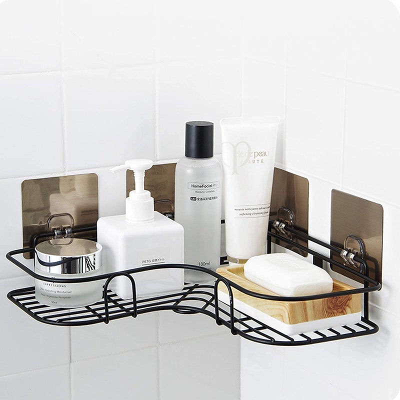 DRUDRAYA Stainless Steel Wall Mounted Hanging Storage Holder Bathroom Shower Caddy Basket Shelf for Bathroom Sink Sponge Holder, Toothbrush Holder with Kitchen Towel Rack, (Multi Color) (D106) - Image 1