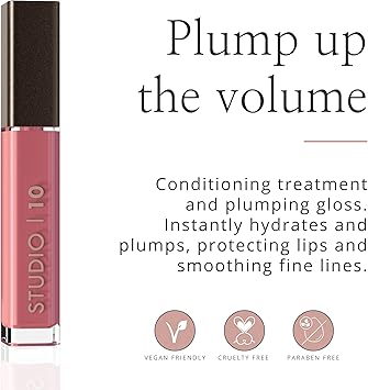 Studio 10 Studio10 Lip Perfecting Plumping Gloss with Hyaluronic Acid Non Sticky Lip Gloss to Smooth Hydrate and Volumise Suitable for Fine Lined Mature or Dry Lips with Subtle Shine and Skincare Benefits - Image 2