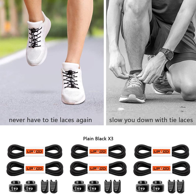 UpUGo Elastic Shoe Laces, 3 Pairs No Tie Shoe Laces Tieless for Kids, Adults, Elderly, One Size Fit All - Image 2