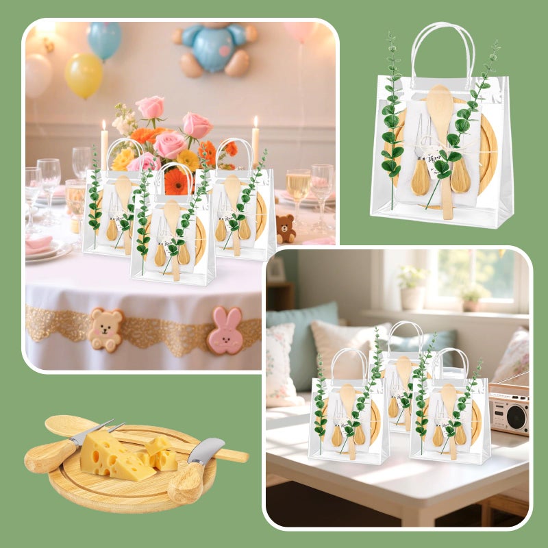 KBDHYY 55Pcs Baby Shower Prizes for Game Winners Adults 6 Sets Wedding Bridal Party Favors for Guests with Bamboo Cheese Board Butter Spreaders Forks Kitchen Towels Thank You Giftï¼ˆRoundï¼‰ - Image 5