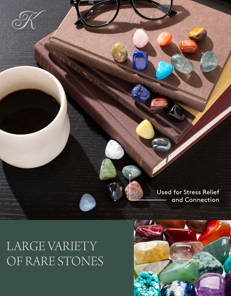 KALIFANO Bulk Tumbled Stones (1,000+ Carats) Random Assortment of Polished High Energy Reiki Crystals (Includes Rose Quartz, Howlite Turquoise, Fluorite etc.) - Piedras Caidas with Healing Properties - Image 3