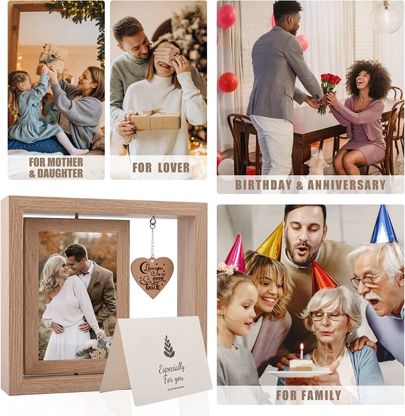 ishine Rotating Floating Let the Adventure Begins Picture Frame, Engagement Gifts for Couples, Rustic 4x6 Floating Picture Frames Cool Wedding Bride to Be Bridal Shower Gifts for Couples Unique 2023 (Romantic Engagement Picture Frames) - Image 3