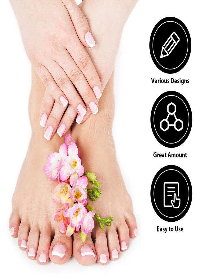 Prasacco 480 قطعة ملصقات أظافر فرنسية نصائح فرنسية شرائط بيضاء ذاتية اللصق تصميم شكل هلال أدلة نصائح فرنسية أدوات ملصقات الأظافر والزخارف - Image 4