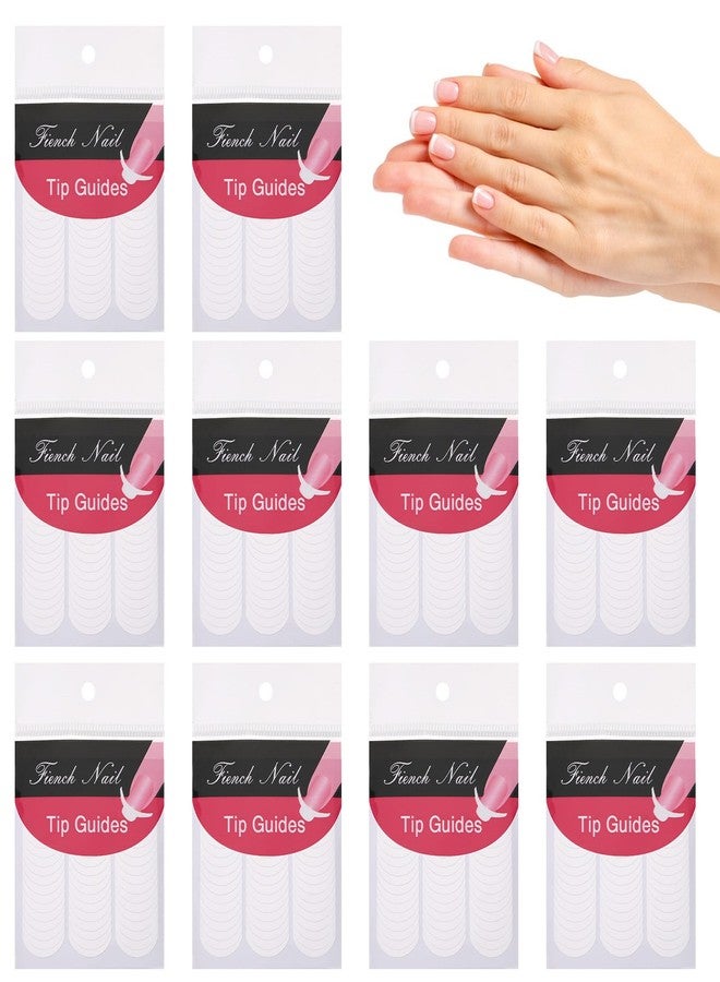 Prasacco 480 قطعة ملصقات أظافر فرنسية نصائح فرنسية شرائط بيضاء ذاتية اللصق تصميم شكل هلال أدلة نصائح فرنسية أدوات ملصقات الأظافر والزخارف - Image 1