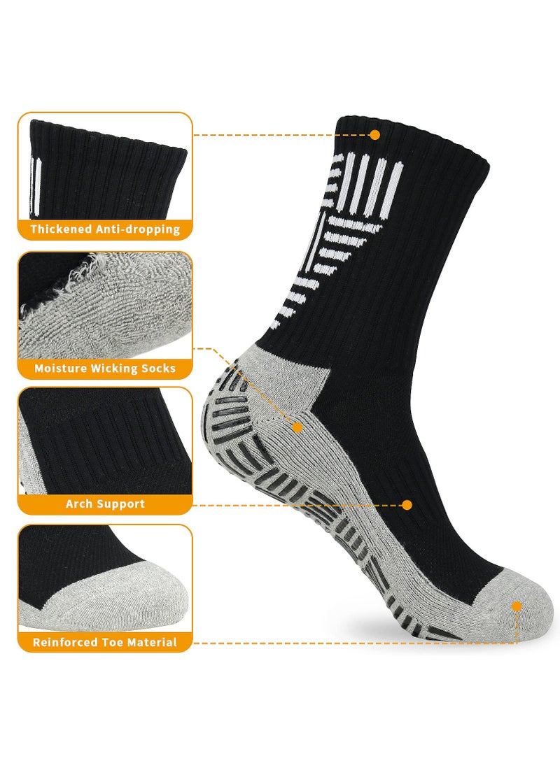 SYOSI 3 Pairs Non-Slip Grip Sports Socks for Men 9-12, Black White Anti-Blister Cushioned Football Trainer Socks with Rubber Dots for Basketball, Tennis, and Athletic Activities  - Image 4