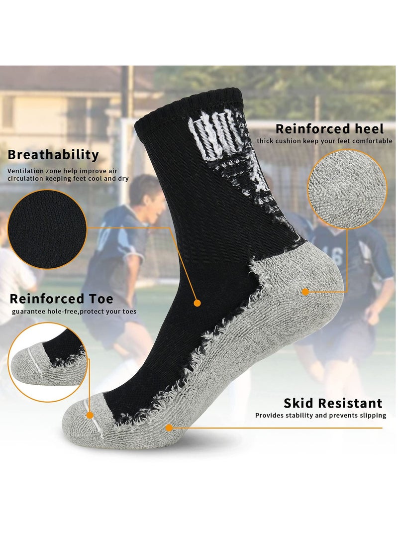 SYOSI 3 Pairs Non-Slip Grip Sports Socks for Men 9-12, Black White Anti-Blister Cushioned Football Trainer Socks with Rubber Dots for Basketball, Tennis, and Athletic Activities  - Image 3