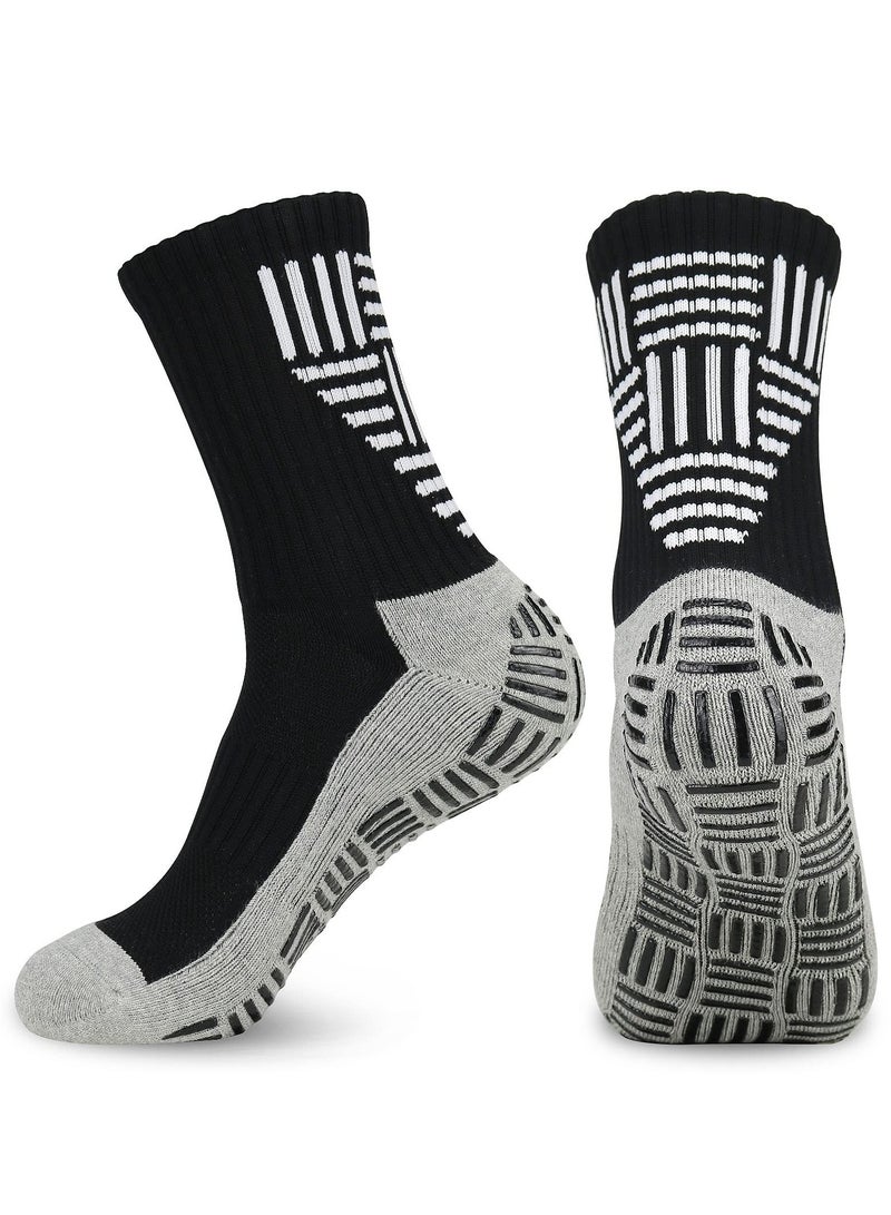SYOSI 3 Pairs Non-Slip Grip Sports Socks for Men 9-12, Black White Anti-Blister Cushioned Football Trainer Socks with Rubber Dots for Basketball, Tennis, and Athletic Activities  - Image 5