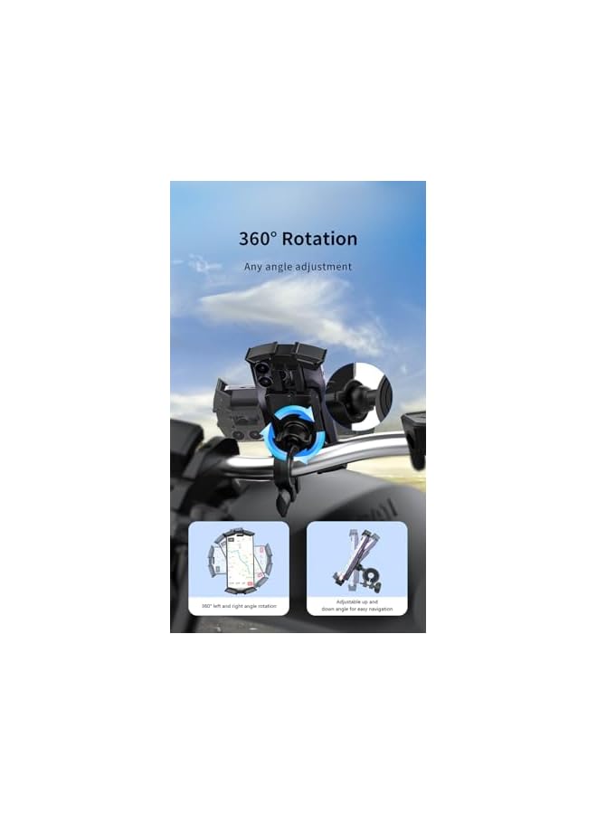 S-TOP RHO-C33 Motorcycle Phone Holder - 360° Rotation, Drop-Proof, Universal Compatibility for 4.7-6.8 Inch Phones, ABS+PC+Silicone Build, Sturdy Grip for Bikes, Scooters, Electric Cars & Motorcycles - Image 3