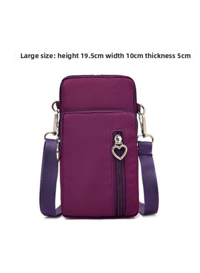 Generic Women's Mini Crossbody Cellphone Bag Style Coin Purse Korean Version Small Vertical Sports Arm Bag Neck Pouch-Color:Large Solid Fuchsia  - Image 1