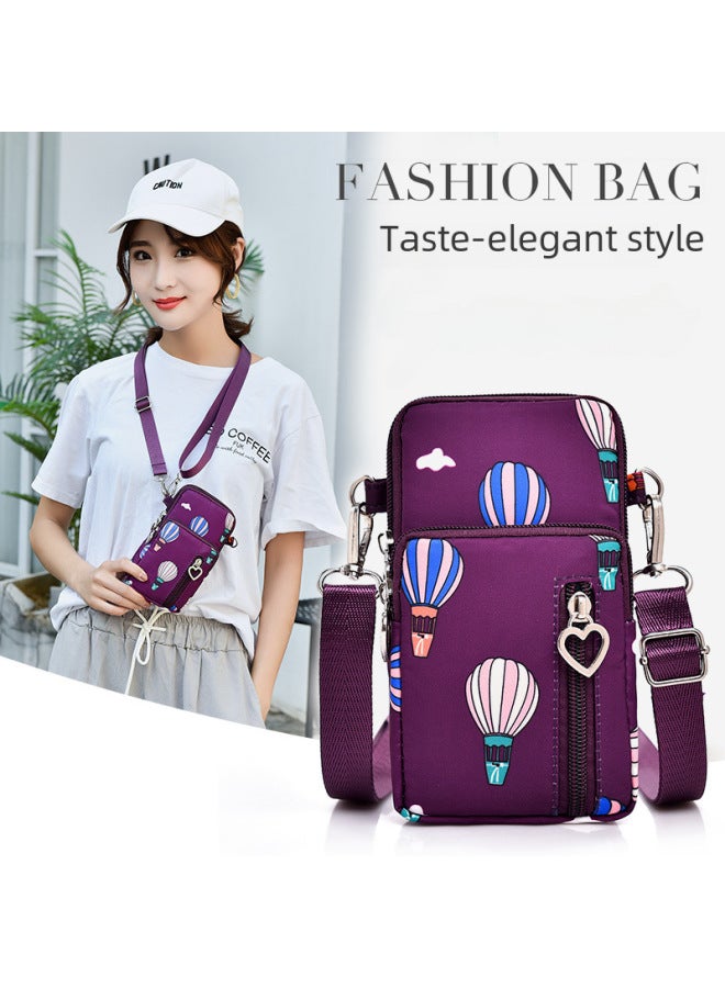 Generic Women's Mini Crossbody Cellphone Bag Style Coin Purse Korean Version Small Vertical Sports Arm Bag Neck Pouch-Color:Large Solid Fuchsia  - Image 4