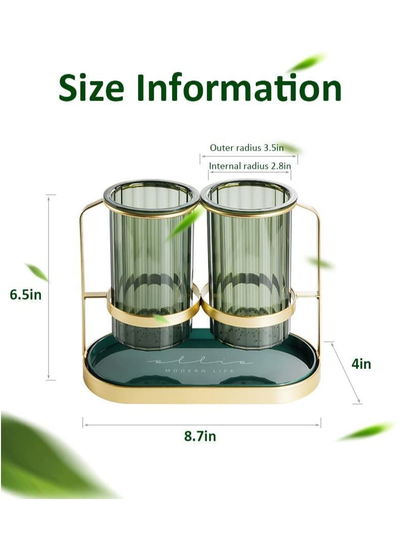 Arabest Kitchen Utensil Holder Organizer for Countertop,2 Detachable Plastic Green Cups with Gold Iron Frame Utensil Caddys,Cooking Utensil Holder for Counter  - Image 4