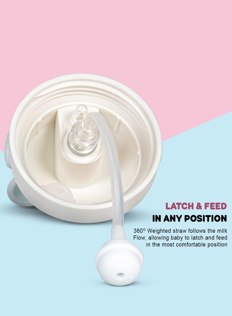 BAYBEE Insulated Baby Sippy Cup for Kids 300 ml | Anti Spill Sipper Bottle with 360 Weighted Straw & Rotating Handle | V Type Straw Bottle BPA Free & Non Toxic for Toddler 6+Months (Grey) - Image 5
