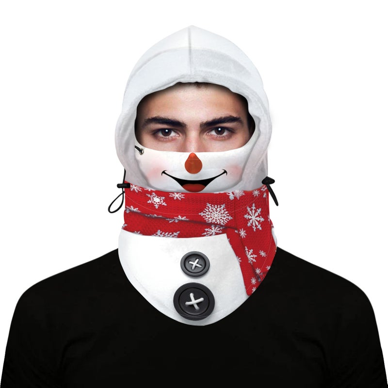 Kids Adult Balaclava Christmas Print Adjustable Warm Polar Fleece Snowboarding Skiing Outdoors Face Shield - Image 1