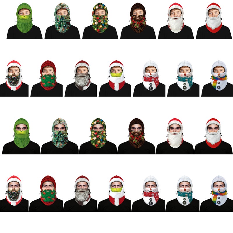 Kids Adult Balaclava Christmas Print Adjustable Warm Polar Fleece Snowboarding Skiing Outdoors Face Shield - Image 3