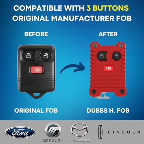Dubbs Hardware Upgraded Key Fob Case for Ford 3 4 Button Key Cover Durable Protection AntiSlip Grip Easy Installation Compatible for Ford FSeries Explorer Edge More Red Fob 3 Button - Image 3