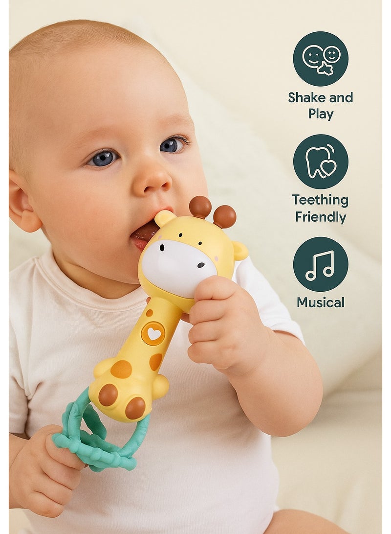 giraffe Baby Rattle with Teether – Infant Handheld Music Toy for Early Sensory Development  - Image 1