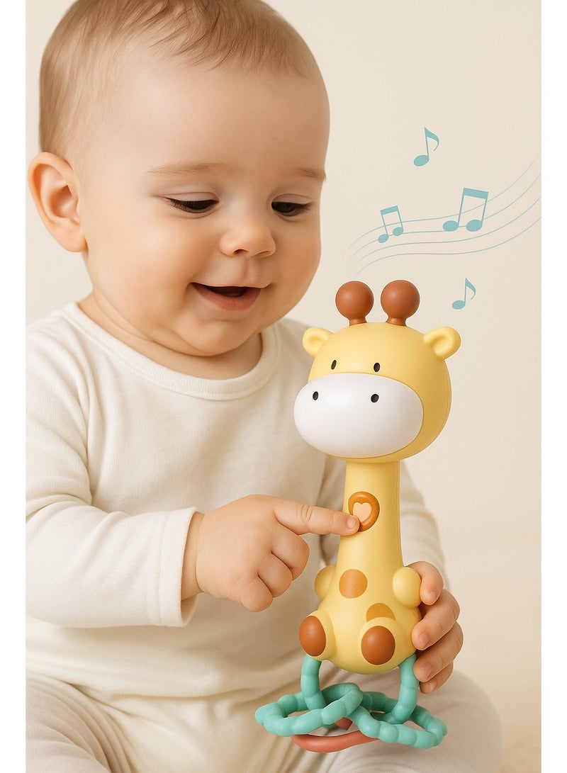 Giraffe Baby Rattle with Teether – Infant Handheld Music Toy for Early Sensory Development - Image 1
