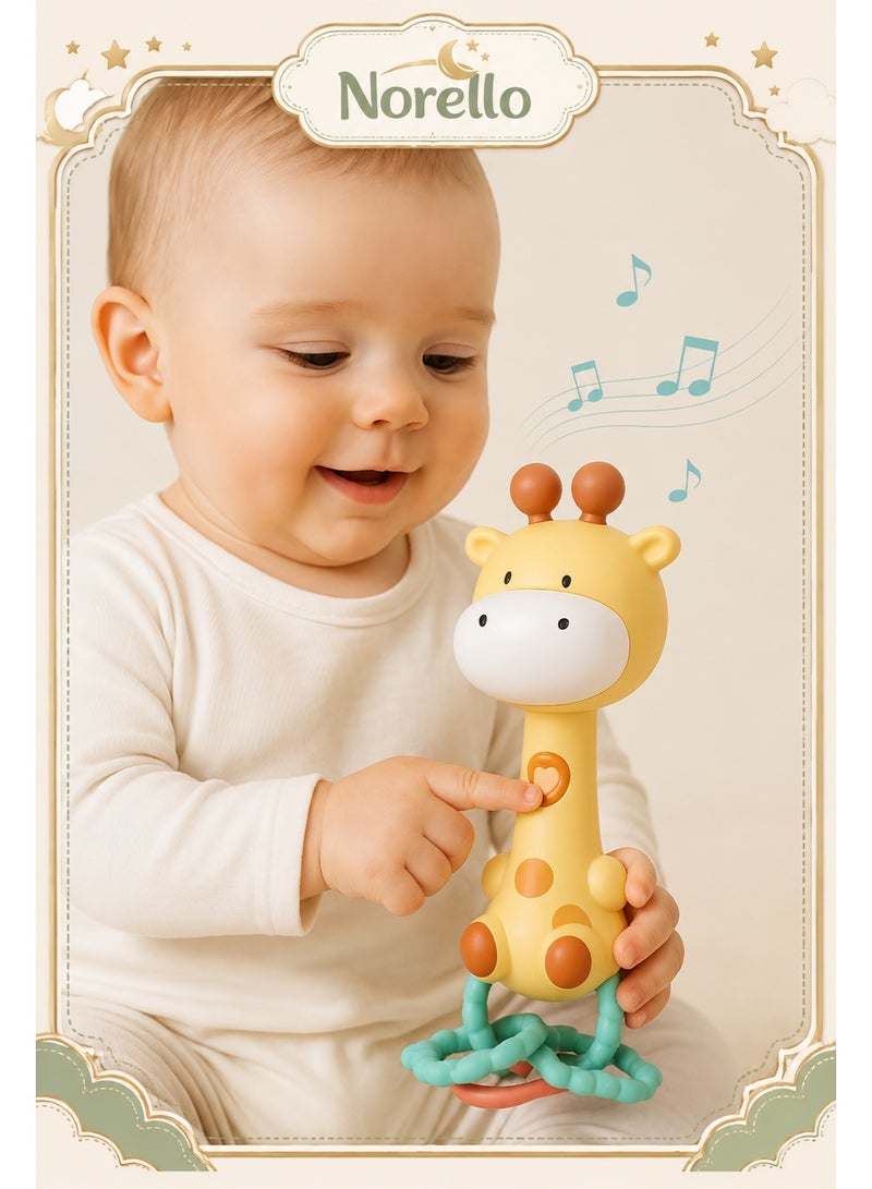 Norello Giraffe Baby Rattle with Teether – Newborn Infant Handheld Musical Toy, Soft Grab and Shake Sensory Development Toy for Babies 0-12 Months, Boy Girl Baby Gift - Image 1