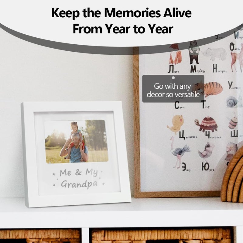 HAMUIERS Me and My Grandpa Picture Frame, Grandpa Baby Keepsake Photo Frame, White, 8.26" x 8.26" - Image 5