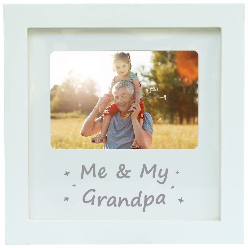 HAMUIERS Me and My Grandpa Picture Frame, Grandpa Baby Keepsake Photo Frame, White, 8.26" x 8.26" - Image 1