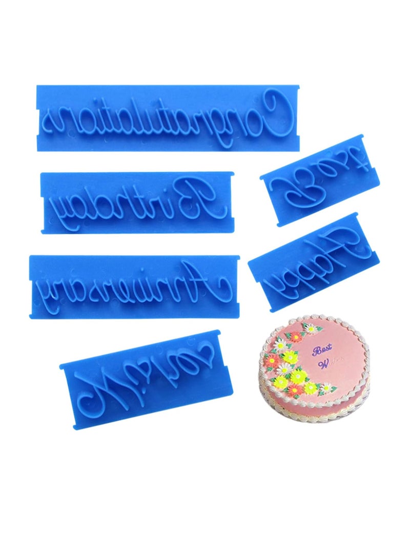 Zerodis 6 Pcs Cake Word, DIY Handwriting Letter Print Stamp Bakery Supply Congratulation Anniversary Birthday Wish Happy Best Written Cake for Baking Usage - Image 1