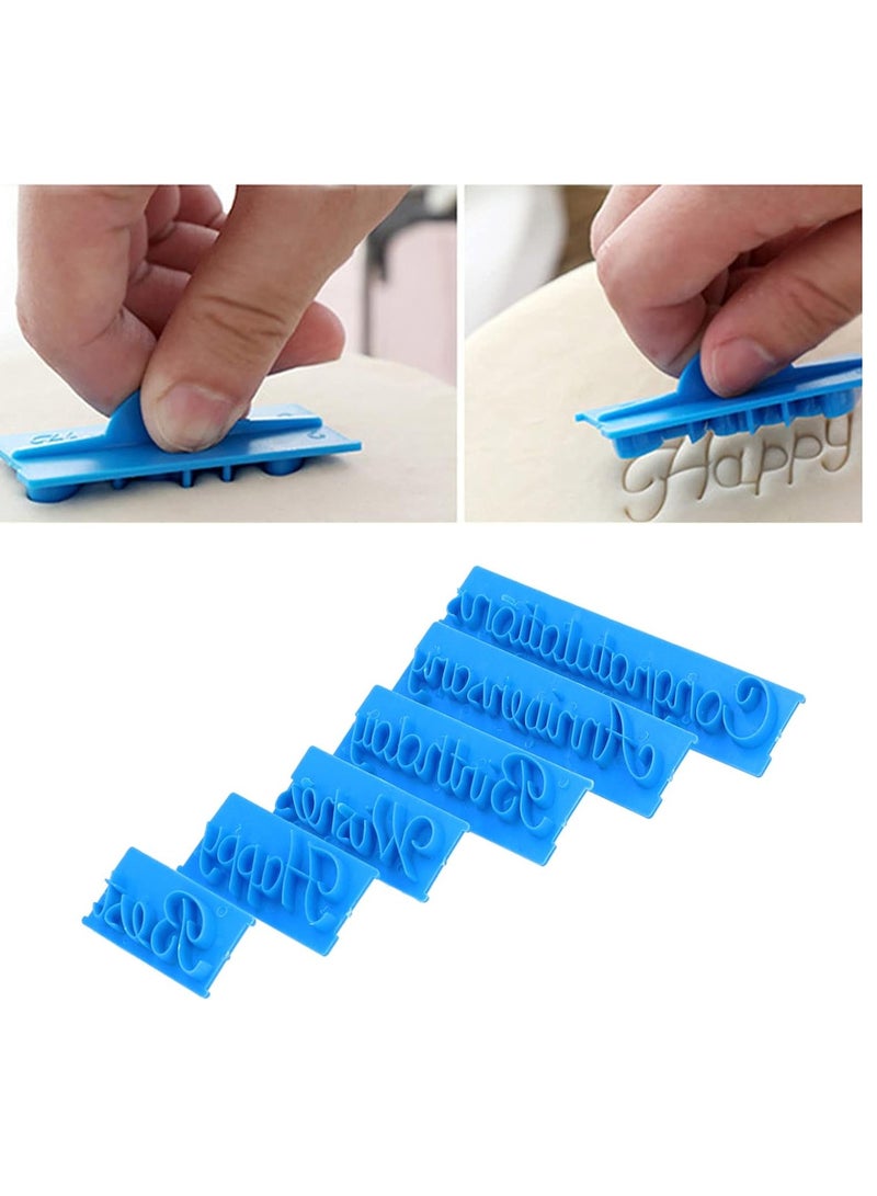 Zerodis 6 Pcs Cake Word, DIY Handwriting Letter Print Stamp Bakery Supply Congratulation Anniversary Birthday Wish Happy Best Written Cake for Baking Usage - Image 3