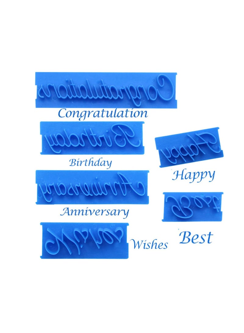 Zerodis 6 Pcs Cake Word, DIY Handwriting Letter Print Stamp Bakery Supply Congratulation Anniversary Birthday Wish Happy Best Written Cake for Baking Usage - Image 5