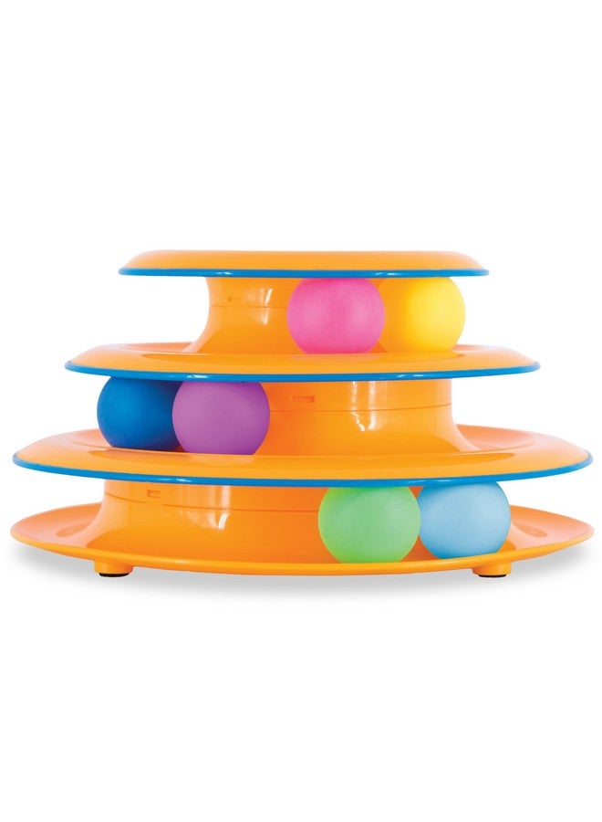 Catstages Tower of Tracks Interactive 3-Tier Cat Track Toy with Spinning Balls, Orange - Image 1