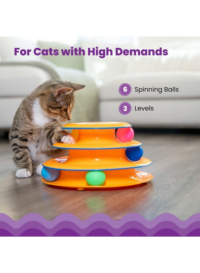 Catstages Tower of Tracks Interactive 3-Tier Cat Track Toy with Spinning Balls, Orange - Image 3