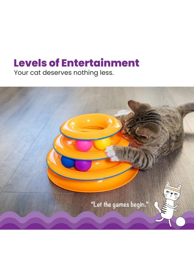 Catstages Tower of Tracks Interactive 3-Tier Cat Track Toy with Spinning Balls, Orange - Image 2