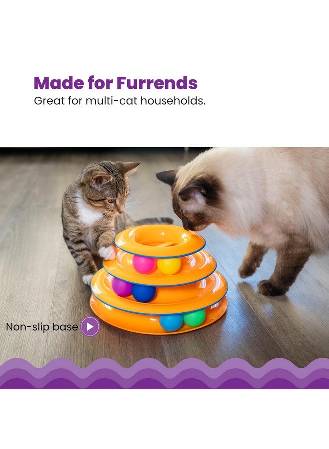Catstages Tower of Tracks Interactive 3-Tier Cat Track Toy with Spinning Balls, Orange - Image 4