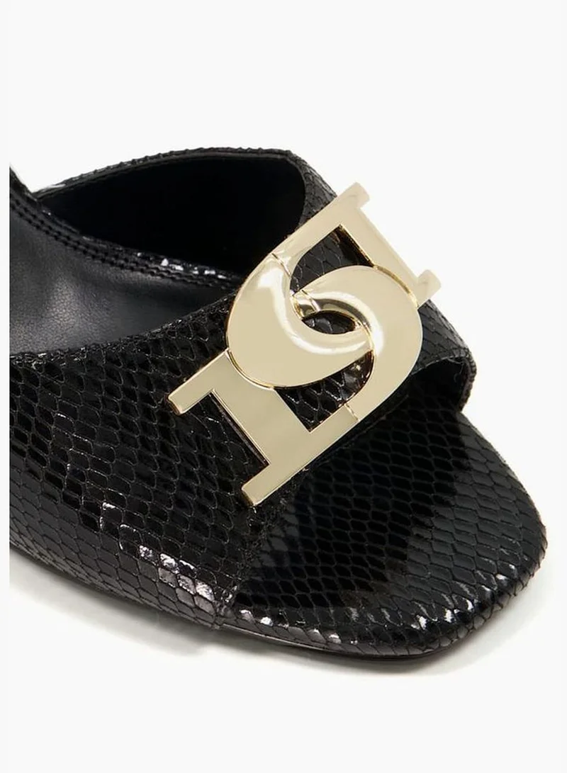 Dune LONDON Made Open Toe Croc Pattern Kitten Heel Sandals